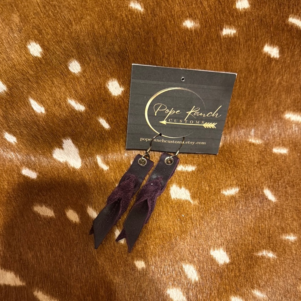 Purple Leather Earrings